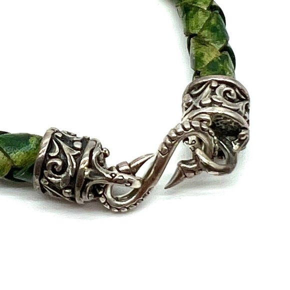 Rockertype braided leather bracelet with silver Clasp - Picture 2 of 3
